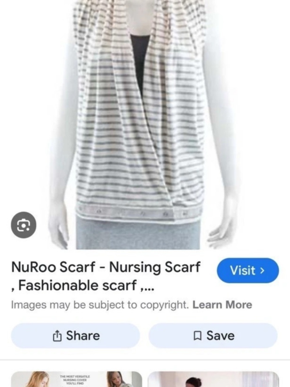 NuRoo Nursing Scarf White & Black Striped